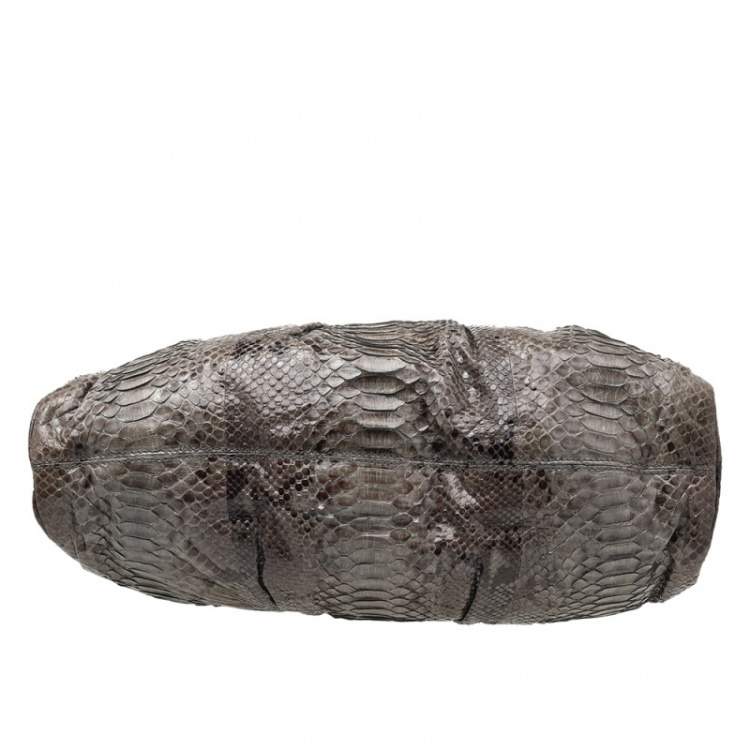 Pre Owned Zagliani Brown Python Procida Top Handle Bag