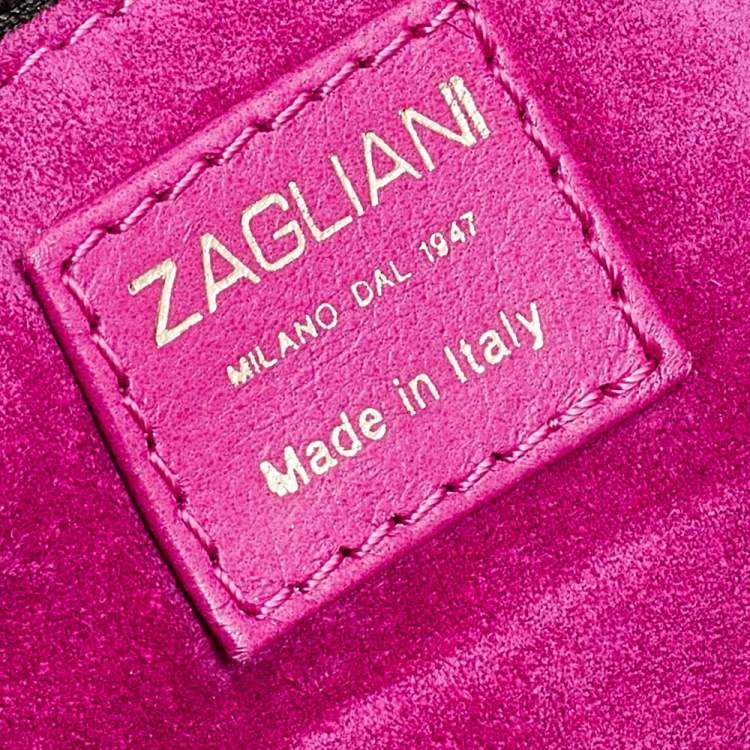 Pre Owned Zagliani Orange Python Top Zip Tote