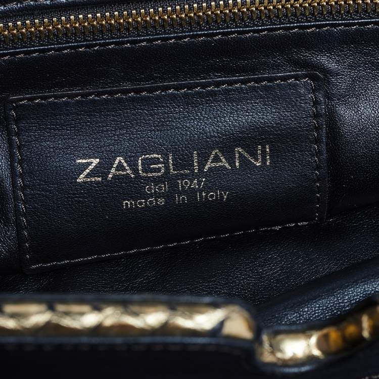 Pre Owned Zagliani Gold Python Puffy Hobo