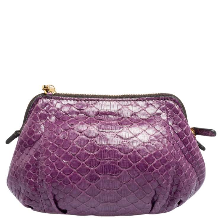Pre Owned Zagliani Purple Python Shoulder Bag