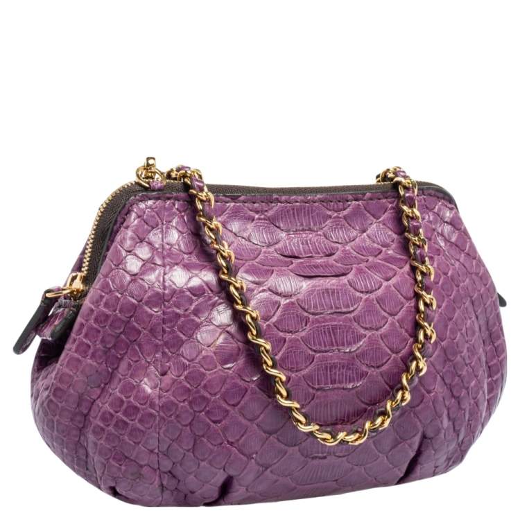 Pre Owned Zagliani Purple Python Shoulder Bag
