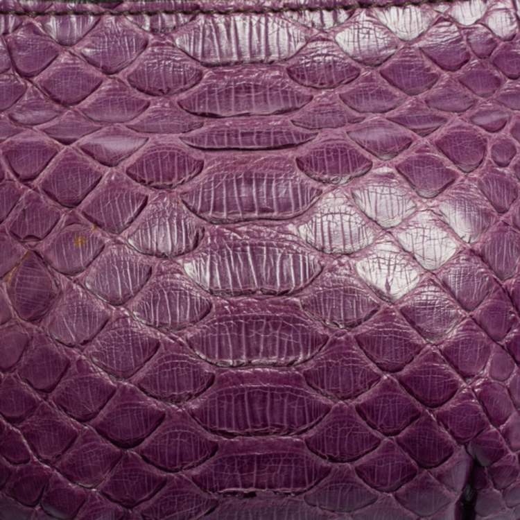 Pre Owned Zagliani Purple Python Shoulder Bag