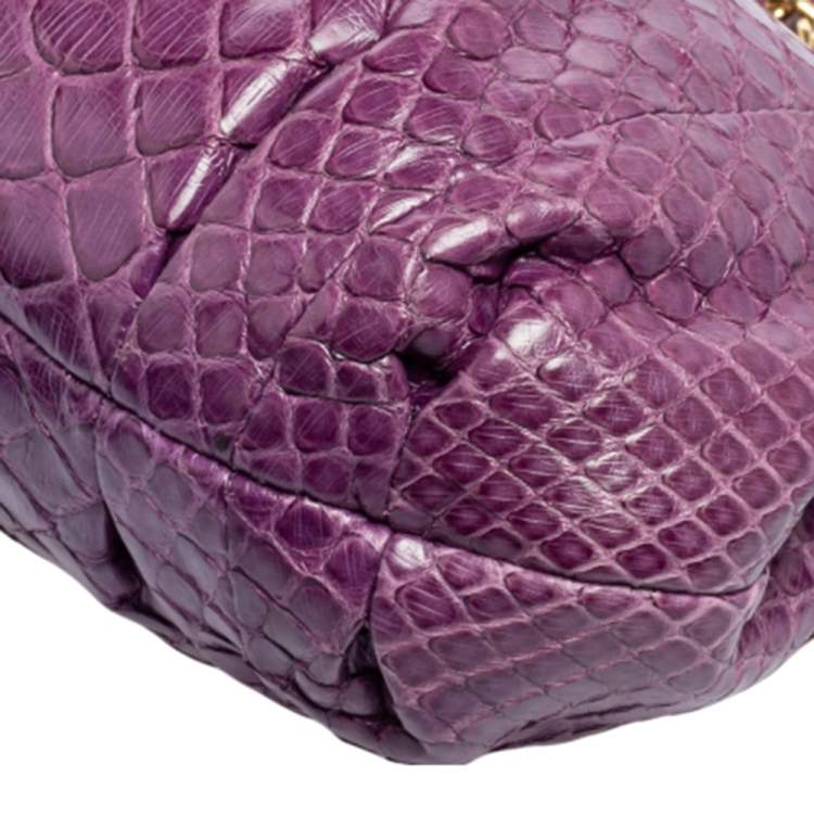 Pre Owned Zagliani Purple Python Shoulder Bag