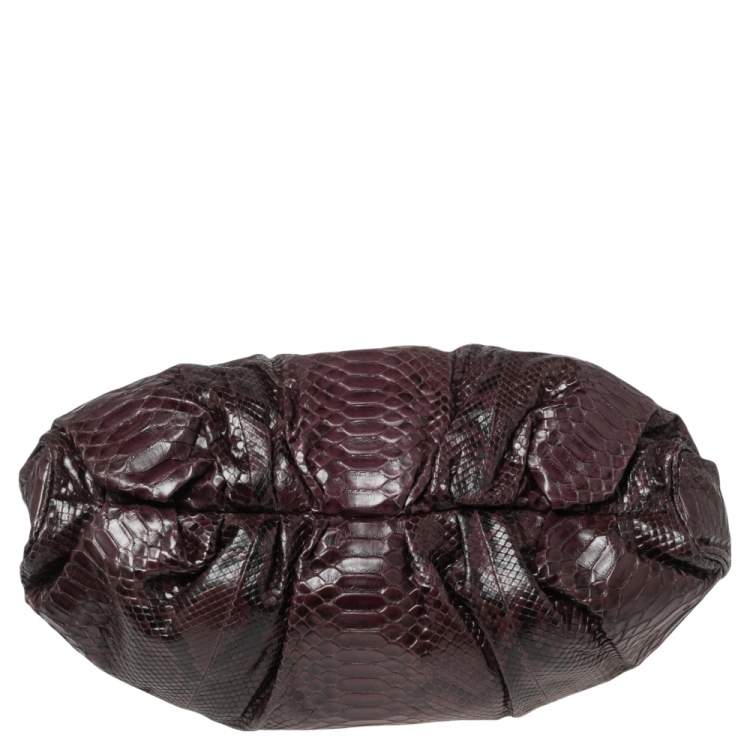 Pre Owned Zagliani Two Tone Python Top Pleated Hobo