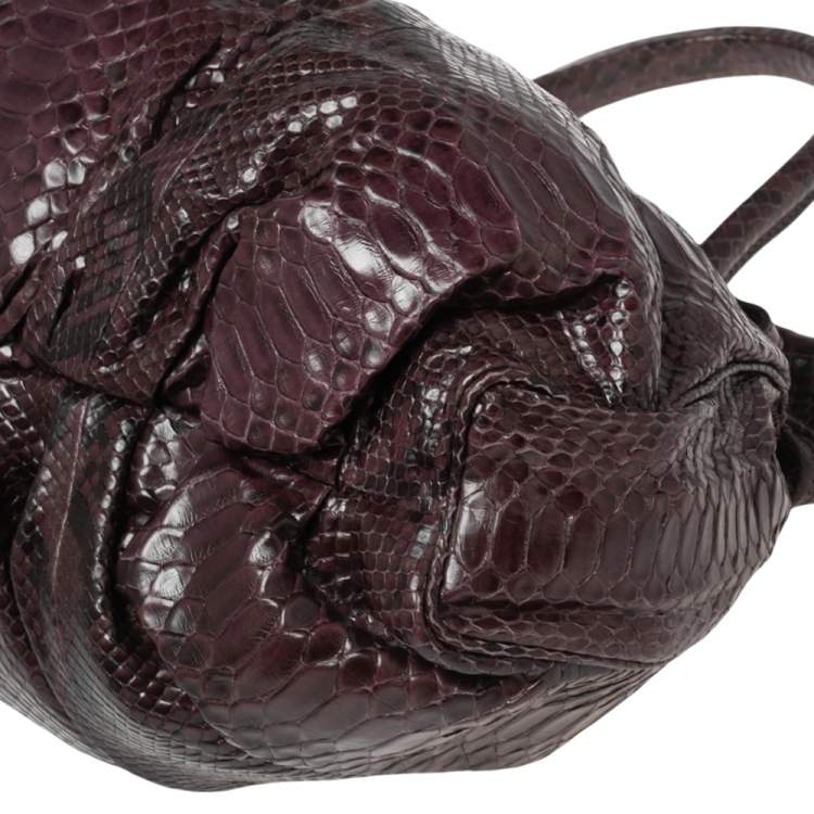 Pre Owned Zagliani Two Tone Python Top Pleated Hobo