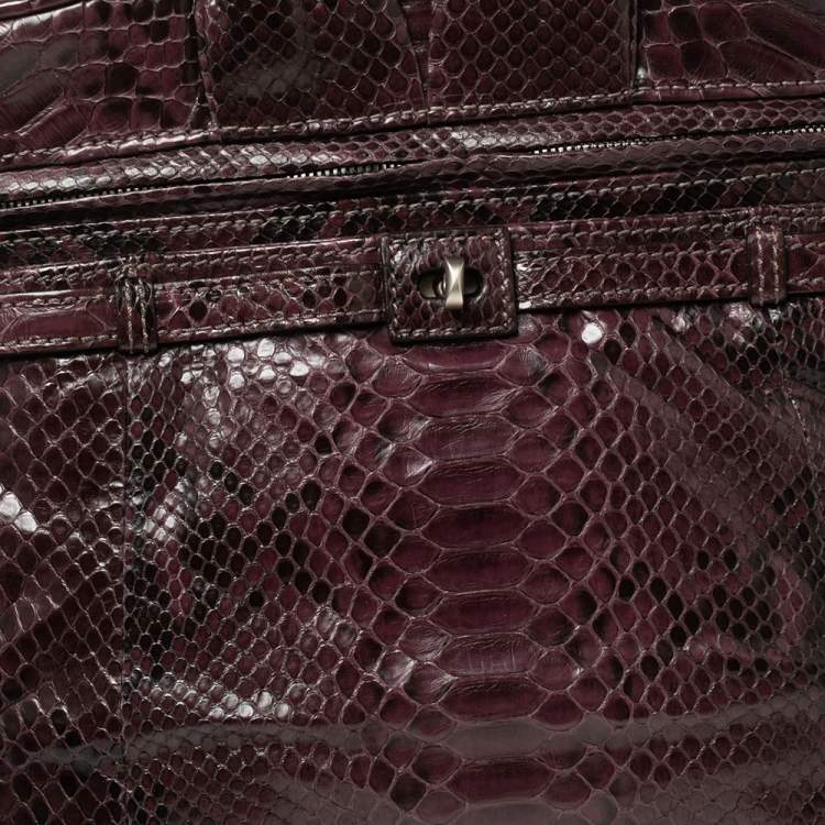 Pre Owned Zagliani Two Tone Python Top Pleated Hobo
