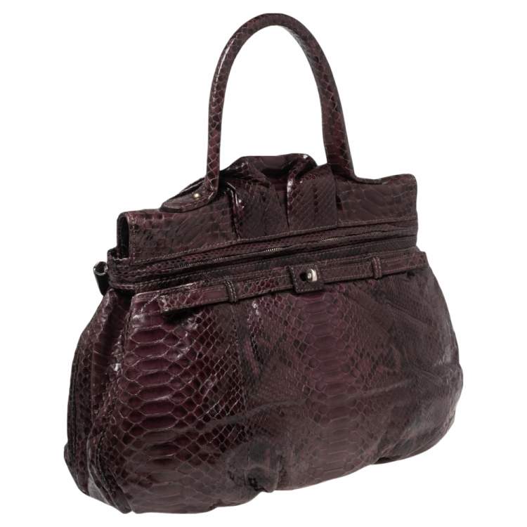 Pre Owned Zagliani Two Tone Python Top Pleated Hobo