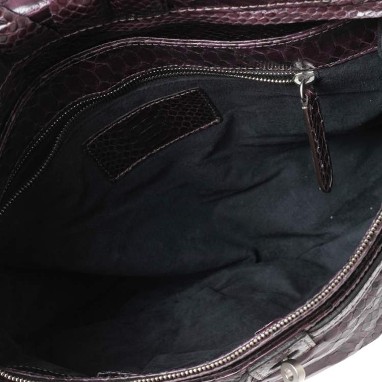 Pre Owned Zagliani Two Tone Python Top Pleated Hobo