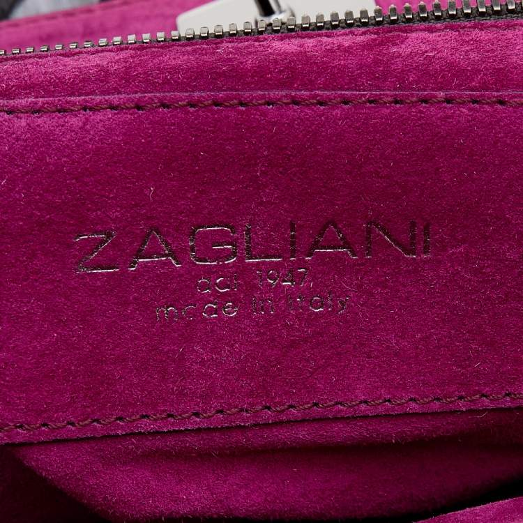 Pre Owned Zagliani Dark Grey Python Puffy Hobo