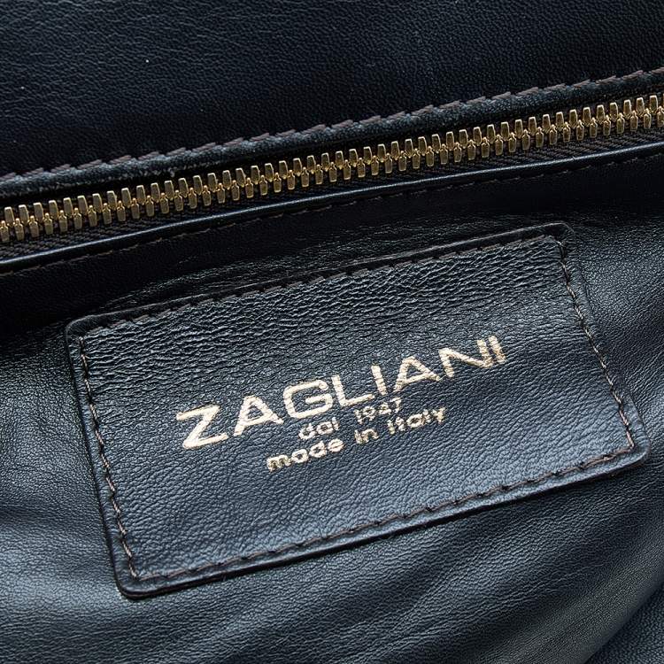 Pre Owned Zagliani Metallic Gold Python Puffy Hobo