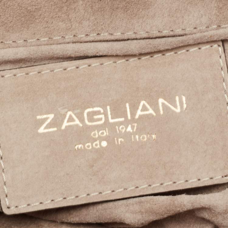 Pre Owned Zagliani Beige Python Turn Lock Clutch 