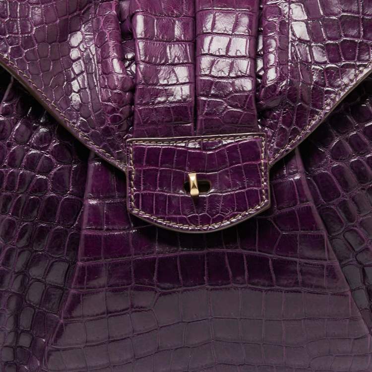 Pre Owned Zagliani Purple Crocodile JJ Hobo