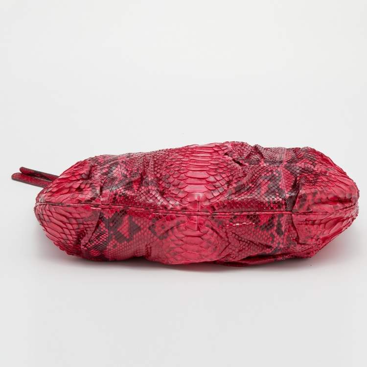 Pre Owned Zagliani Pink/Black Python Leather Oversized Clutch