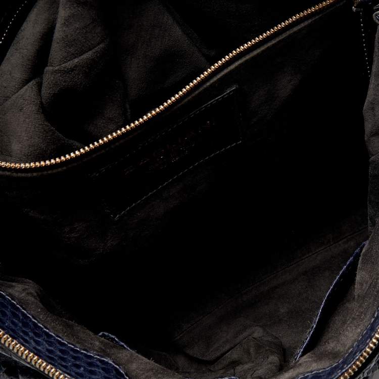 Pre Owned Zagliani Blue Python Procida Top Handle Bag