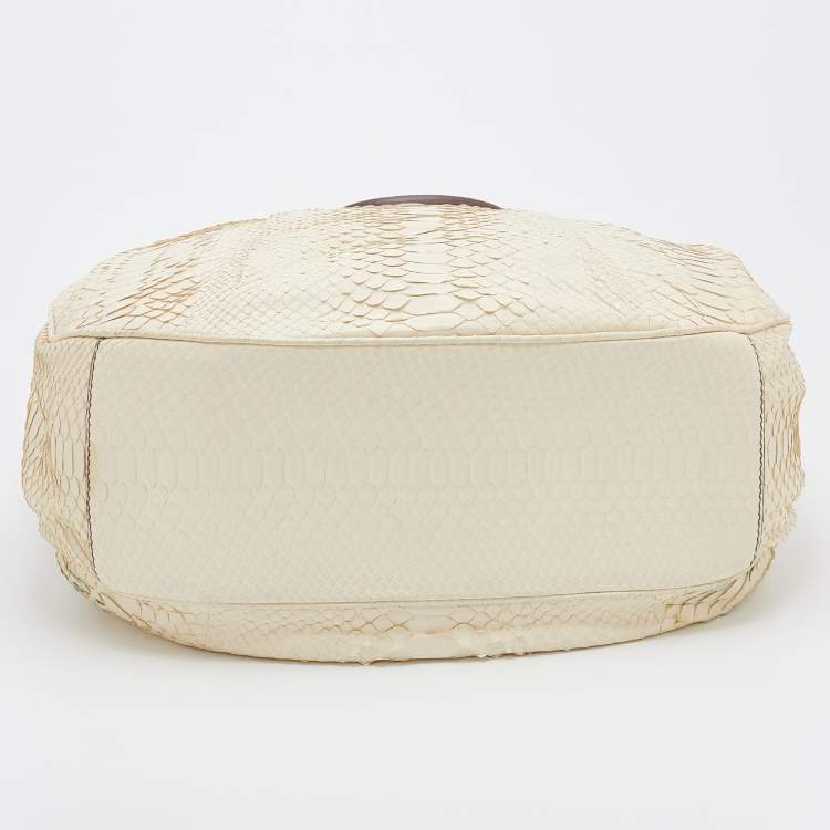Pre Owned Zagliani Cream Python Hobo