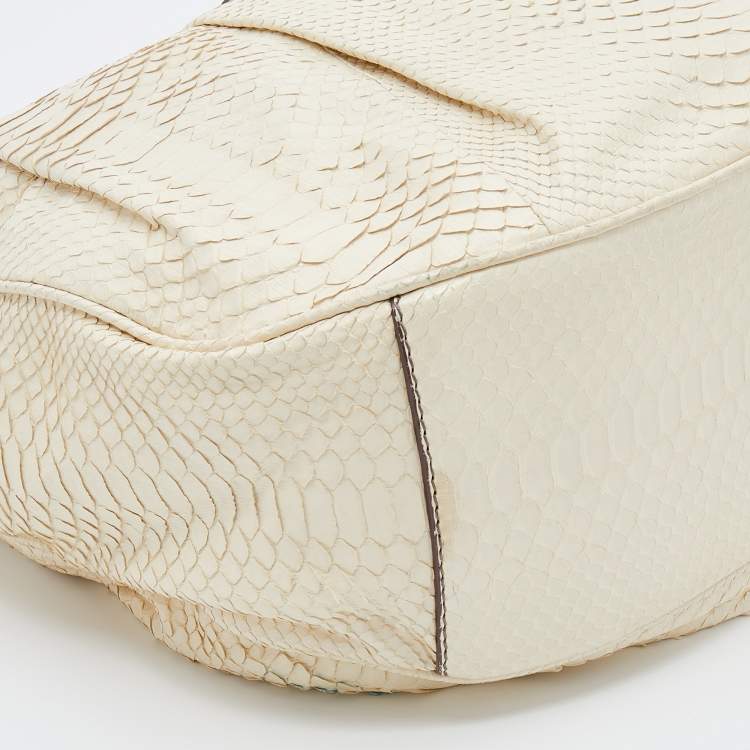 Pre Owned Zagliani Cream Python Hobo