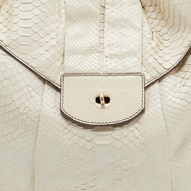 Pre Owned Zagliani Cream Python Hobo