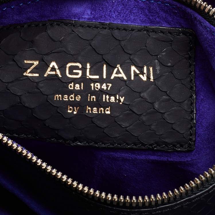Pre Owned Zagliani Black Python Satchel