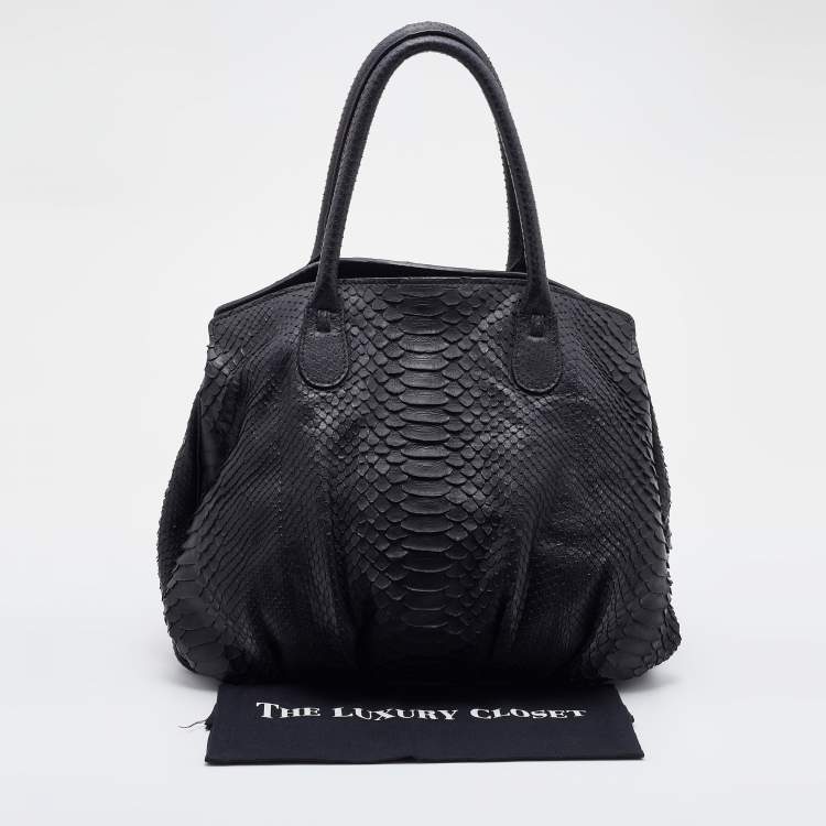 Pre Owned Zagliani Black Python Satchel