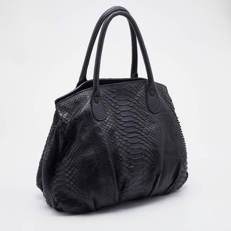Pre Owned Zagliani Black Python Satchel