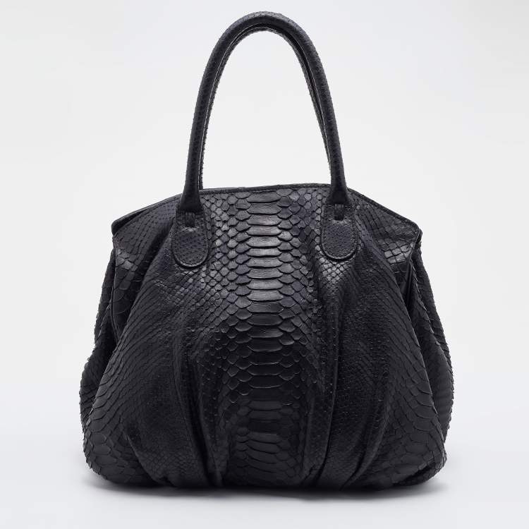Pre Owned Zagliani Black Python Satchel