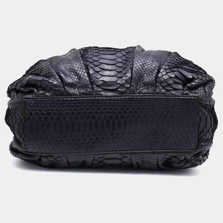 Pre Owned Zagliani Black Python Satchel