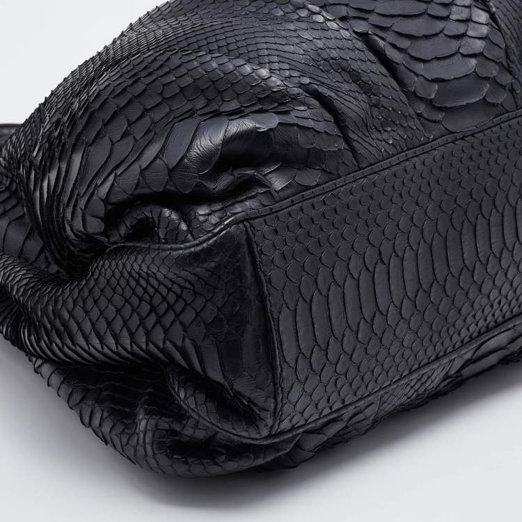 Pre Owned Zagliani Black Python Satchel