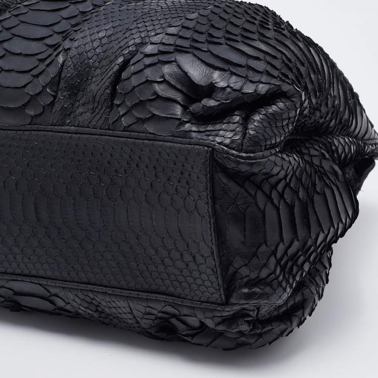 Pre Owned Zagliani Black Python Satchel