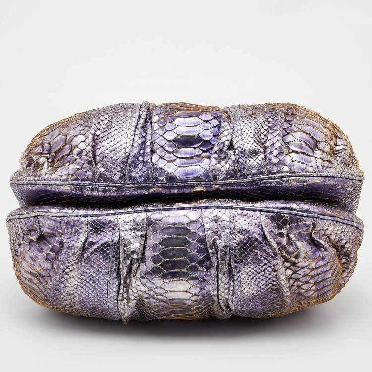 Pre Owned Zagliani Metallic Python Puffy Hobo