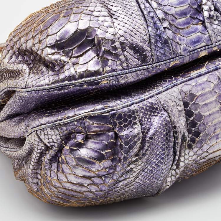 Pre Owned Zagliani Metallic Python Puffy Hobo