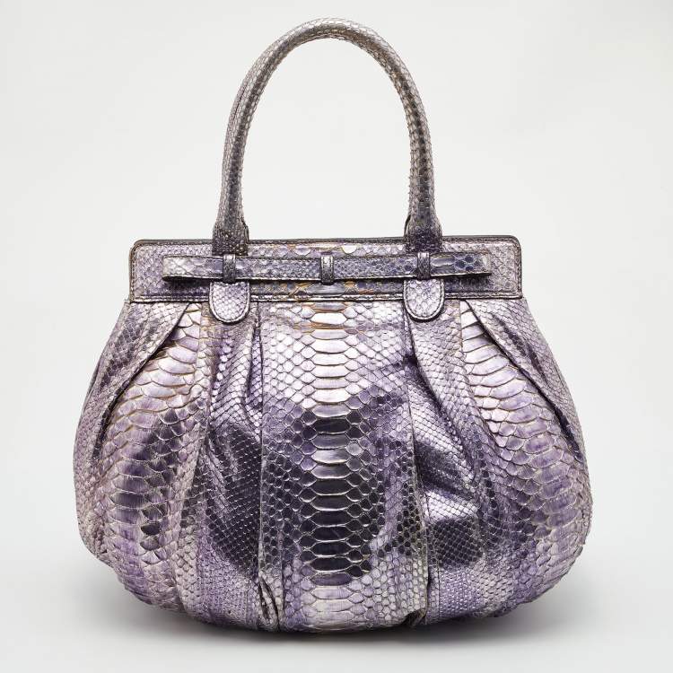 Pre Owned Zagliani Metallic Python Puffy Hobo