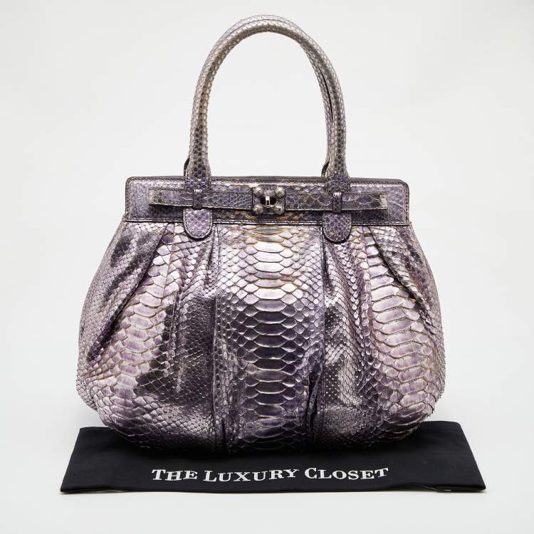 Pre Owned Zagliani Metallic Python Puffy Hobo