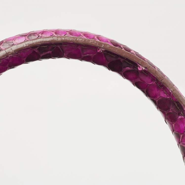 Pre Owned Zagliani Magenta Python Medium Puffy Hobo