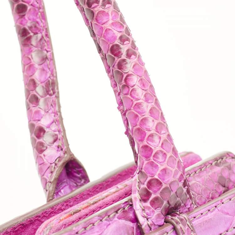 Pre Owned Zagliani Magenta Python Medium Puffy Hobo