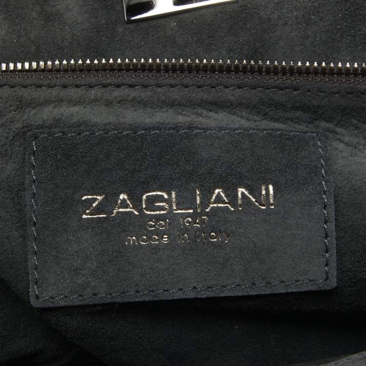 Pre Owned Zagliani Metallic Silver Python Puffy Hobo