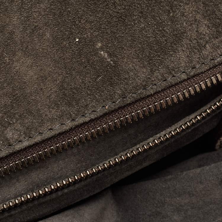 Pre Owned Zagliani Grey Shimmer Python Puffy Hobo