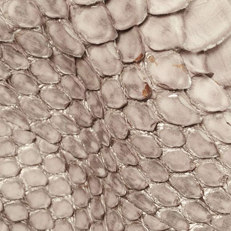 Pre Owned Zagliani Grey Shimmer Python Puffy Hobo