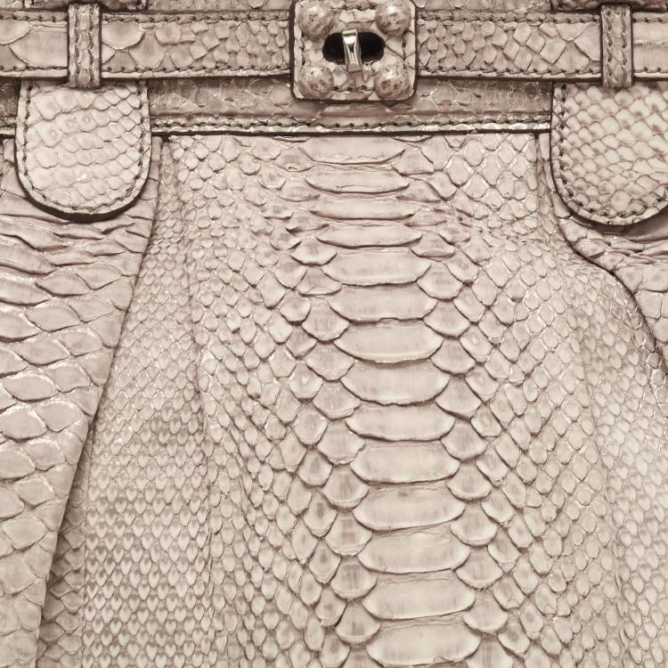 Pre Owned Zagliani Grey Shimmer Python Puffy Hobo