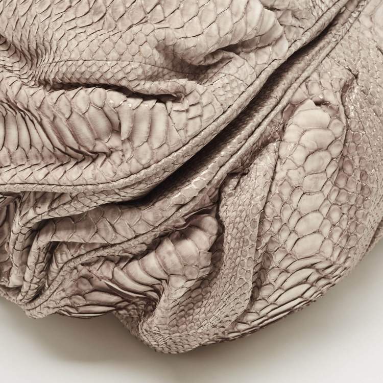 Pre Owned Zagliani Grey Shimmer Python Puffy Hobo