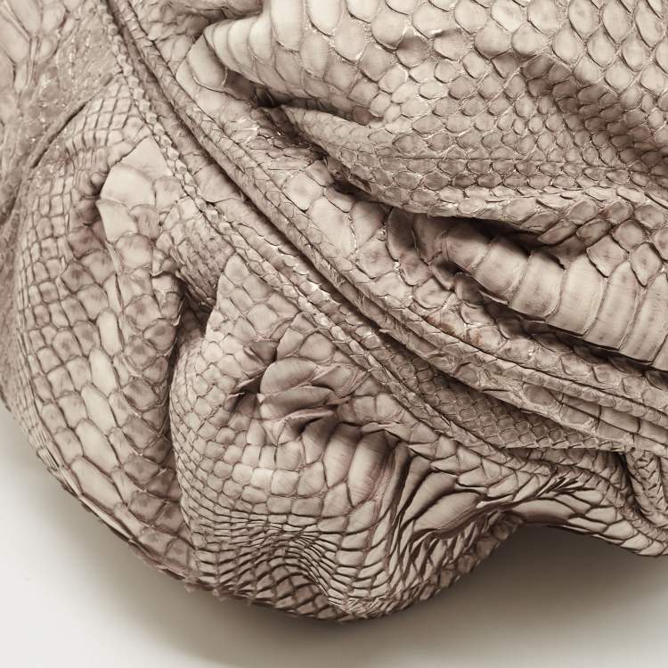 Pre Owned Zagliani Grey Shimmer Python Puffy Hobo