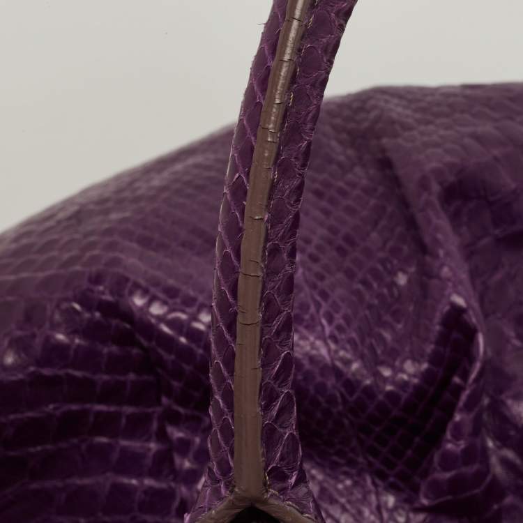 Pre Owned Zagliani Purple Python Puffy Hobo