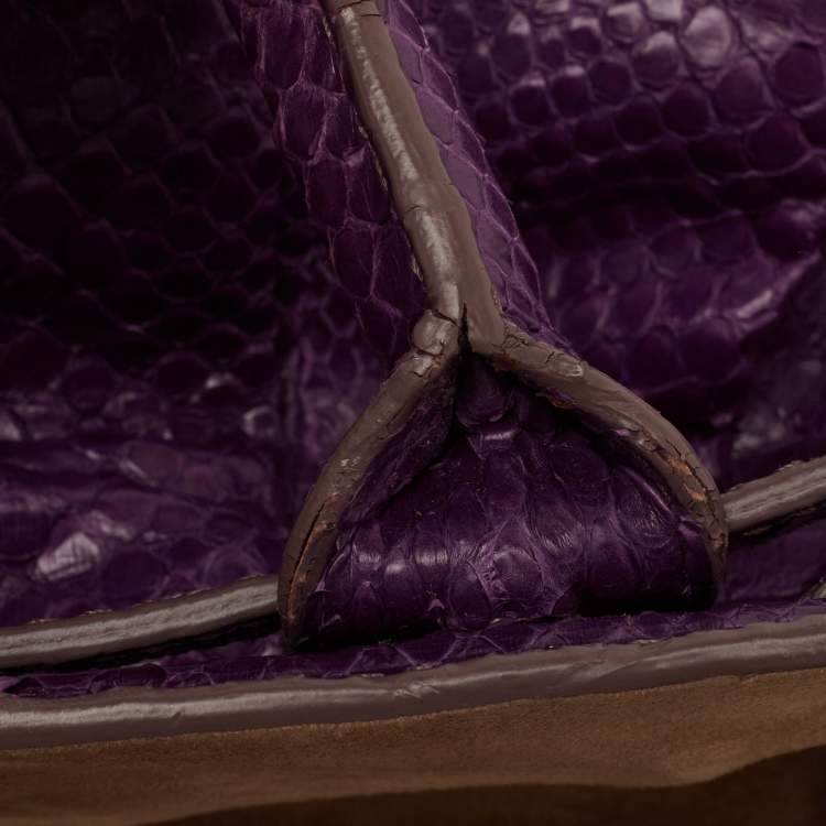 Pre Owned Zagliani Purple Python Puffy Hobo
