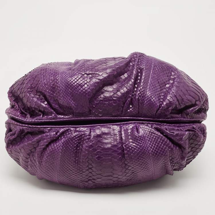 Pre Owned Zagliani Purple Python Puffy Hobo
