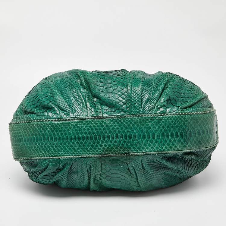 Pre Owned Zagliani Green Python Large Hobo