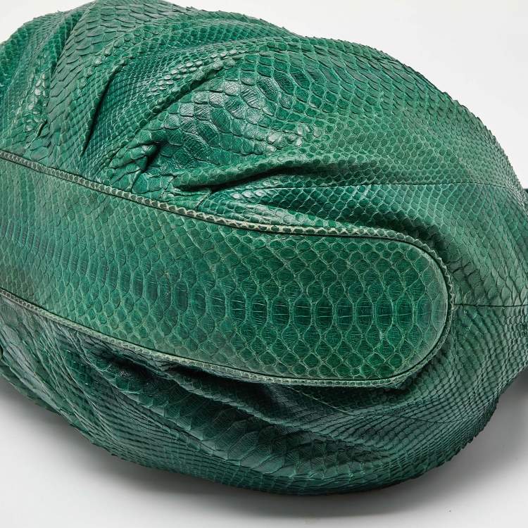 Pre Owned Zagliani Green Python Large Hobo