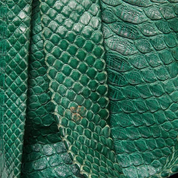 Pre Owned Zagliani Green Python Large Hobo