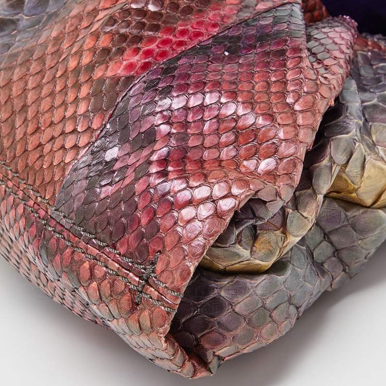 Pre Owned Zagliani Multicolor Python Envelope Flap Shoulder Bag