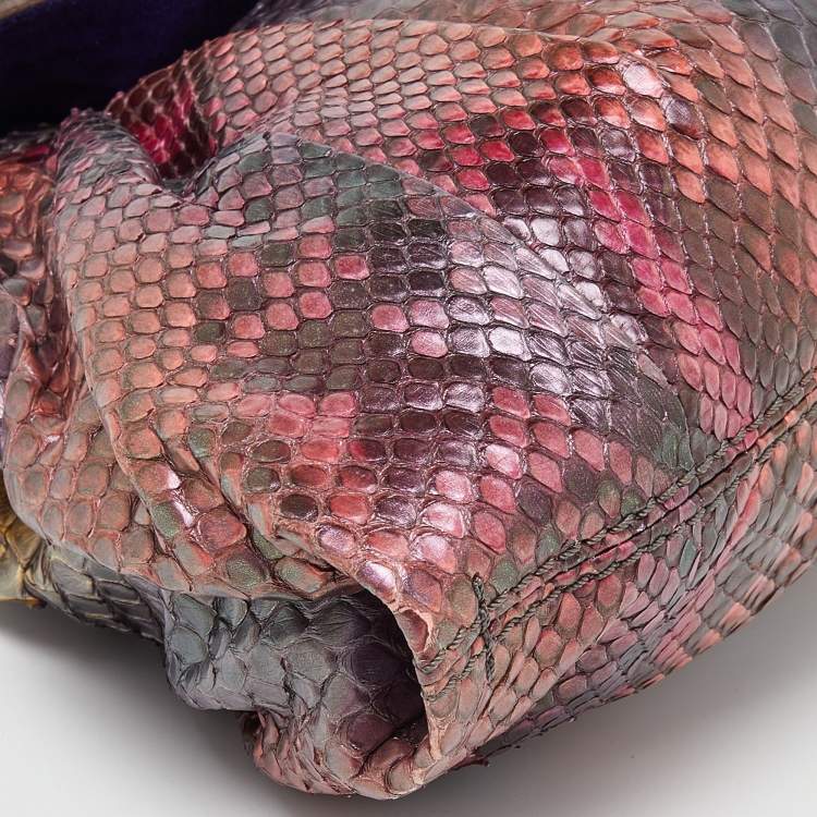 Pre Owned Zagliani Multicolor Python Envelope Flap Shoulder Bag