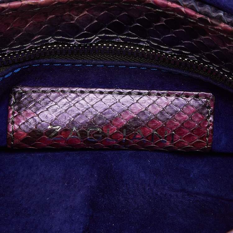 Pre Owned Zagliani Multicolor Python Envelope Flap Shoulder Bag
