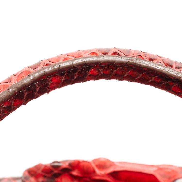 Pre Owned Zagliani Red Python Puffy Hobo